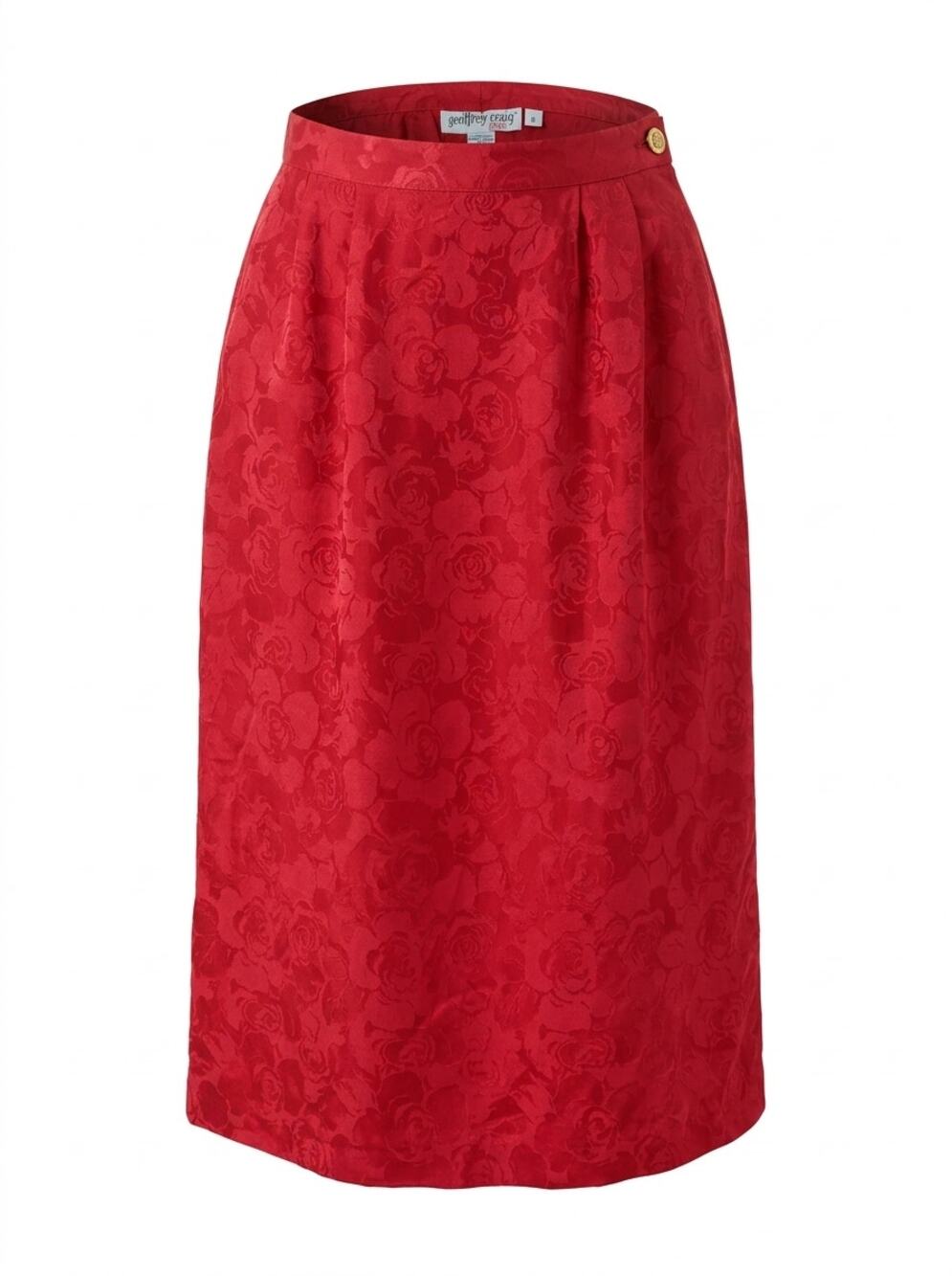 Vintage Geoffrey Craig 100% Silk Floral Jacquard Midi Skirt Women Size 8P